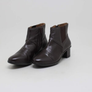 opananken feminino bota couro cano curto salto bloco