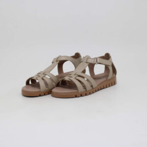 opananken feminino sandália, couro, velcro, anabela baixa