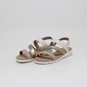 opananken feminino sandália couro anabela baixa